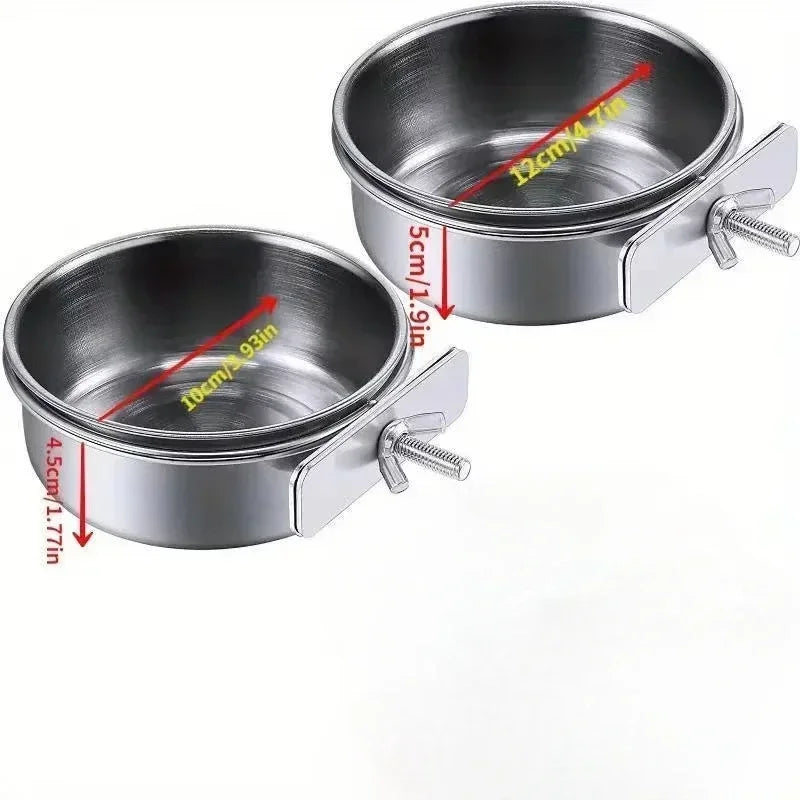 Small Pet Stainless Steel Bowl Parrot Food Bowl Water Bowl Food Cup Water Cup Food Trough Bird Food Cup Fixed Hanging Bowl
