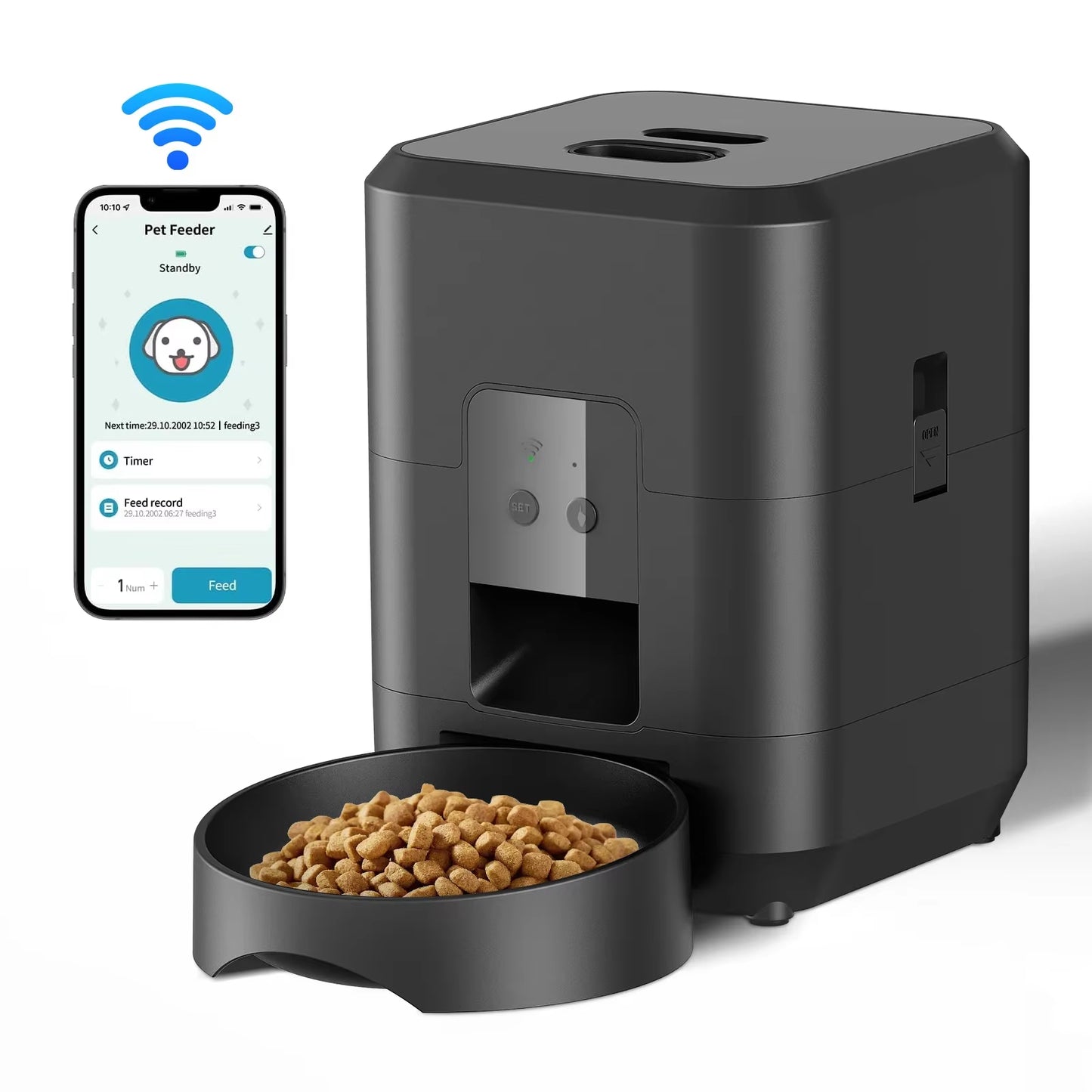 Smart Pet Feeder Automatic Cat Dog Food Dispenser, Timed Feeder with Programmable Portion Control, Slow Eat Bowl for Small Dogs