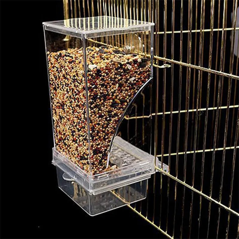 Acrylic No Mess Bird Feeders Automatic Parrot Feeder Drinker Food Container for Perch Budgerigar Parakeets Bird Cage Accessories