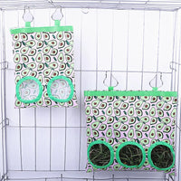 2/3 Holes Hanging Hay Bag with Hooks for Bunny Guinea Pigs Small Animal Feeder Rabbit Food Dispensers Bag Pet Feeding Bag