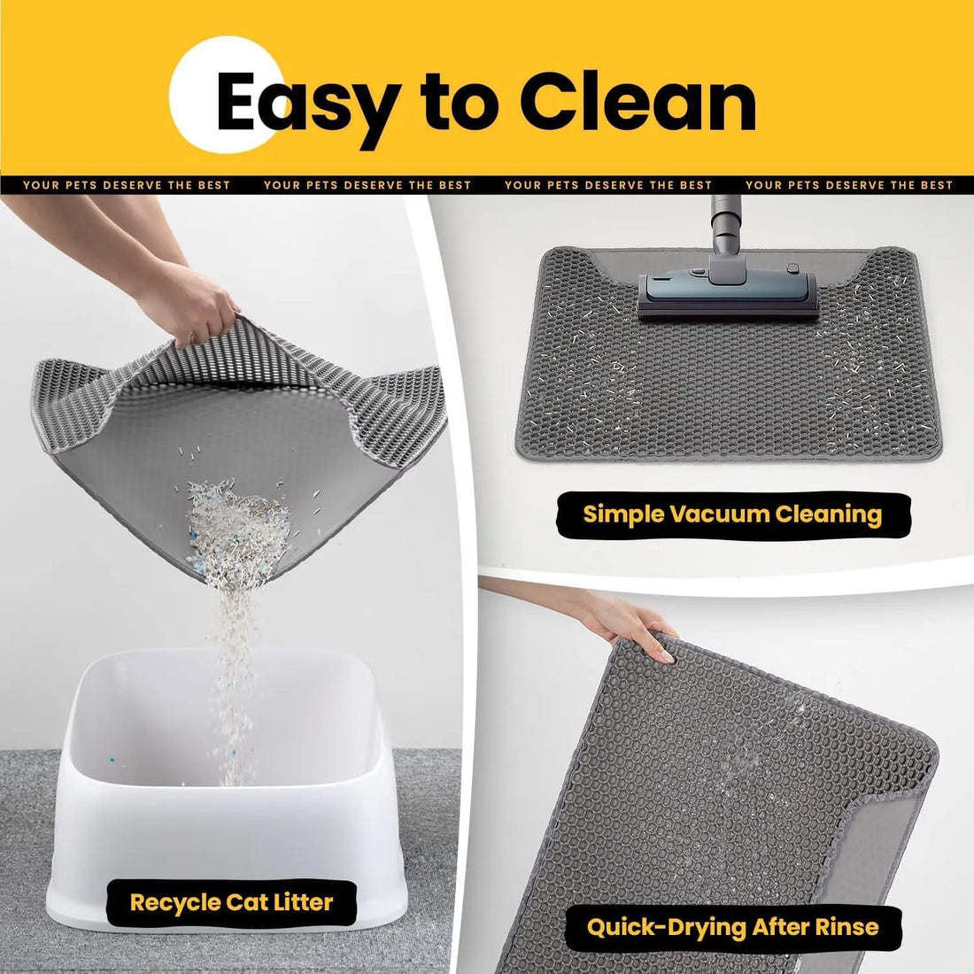 Cat Litter Mat,Winter Honeycomb Double Layer Cat Litter Trapping Mat, Non Slip Waterproof Urine Proof Large Kitty Litter Box Mat