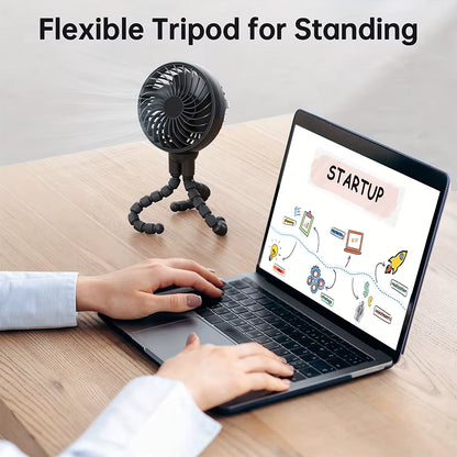 2025 NEW Mini Portable Fan, Battery-Powered Clip Fan, Rechargeable 360° Rotatable Flexible Handheld Desktop Fan