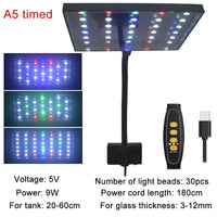 USB Aquarium LED Grow Light Full Spectrum for Aquatic Plants Fish Tank, Dimmable Timer Adjustable 360° Rotatable