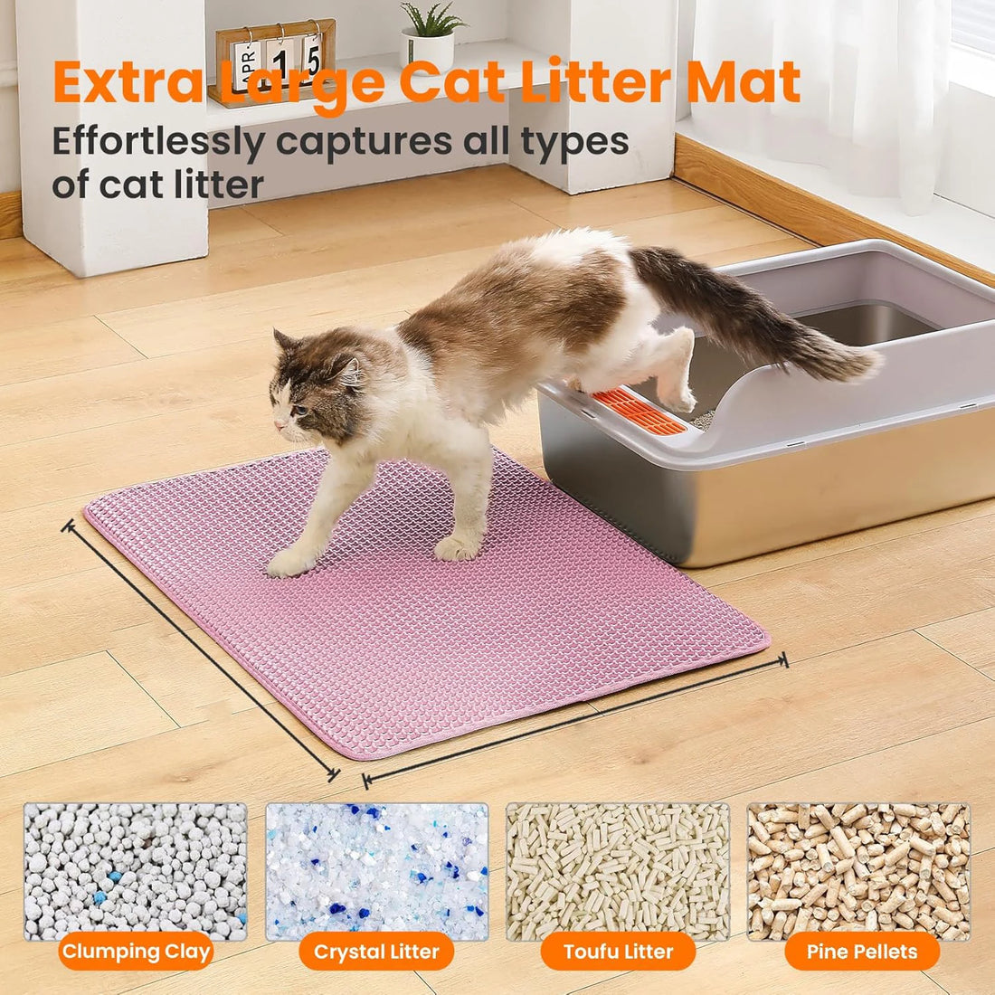 Cat Litter Mat,Winter Honeycomb Double Layer Cat Litter Trapping Mat, Non Slip Waterproof Urine Proof Large Kitty Litter Box Mat
