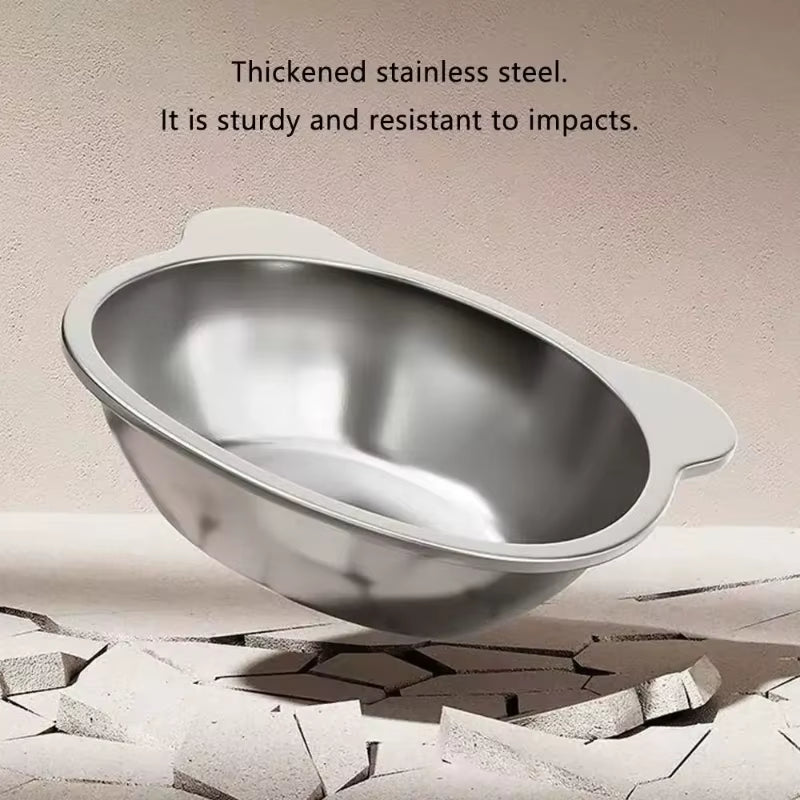 ‌304 Raised Stainless Steel Cat Bowl with 15° Elevated Design Tilted Neck Guard Healthy Feeding Shatterproof for Cats Puppies