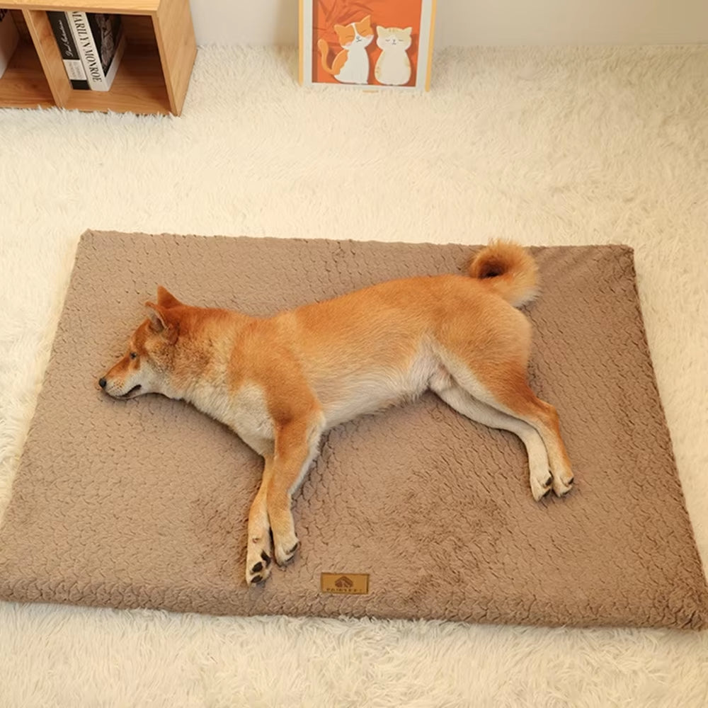 3D Foam Pet Bed with Removable Washable Faux Fur Cover Orthopedic Waterproof Dog Bed for Crate Anti-Slip Bottom Dog Bed