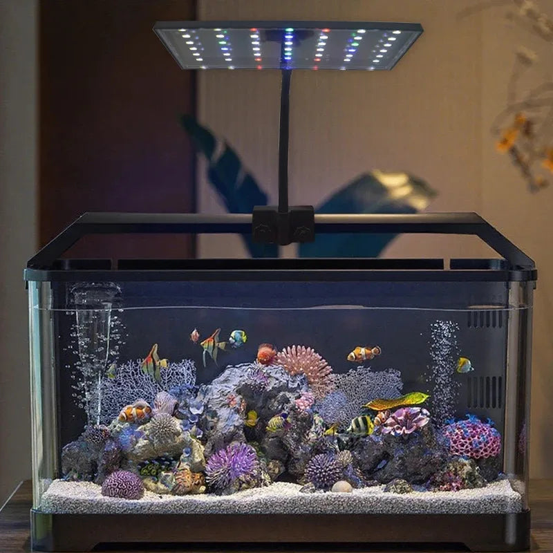 USB Aquarium LED Grow Light Full Spectrum for Aquatic Plants Fish Tank, Dimmable Timer Adjustable 360° Rotatable