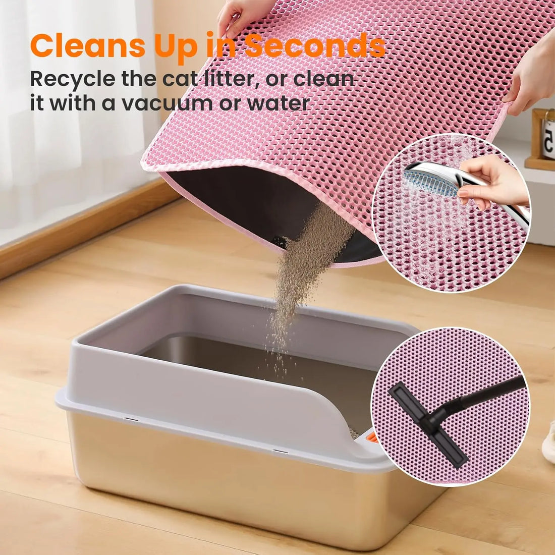 Cat Litter Mat,Winter Honeycomb Double Layer Cat Litter Trapping Mat, Non Slip Waterproof Urine Proof Large Kitty Litter Box Mat