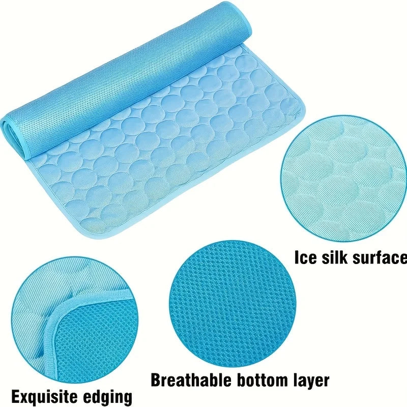 Summer Pet Ice Mat Cat Cooling Ice Mat Dog Pad Breathable Cat Cool Mat Portable & Washable Pet Cooling Blanket for Kennel/Sofa/B