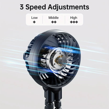 2025 NEW Mini Portable Fan, Battery-Powered Clip Fan, Rechargeable 360° Rotatable Flexible Handheld Desktop Fan