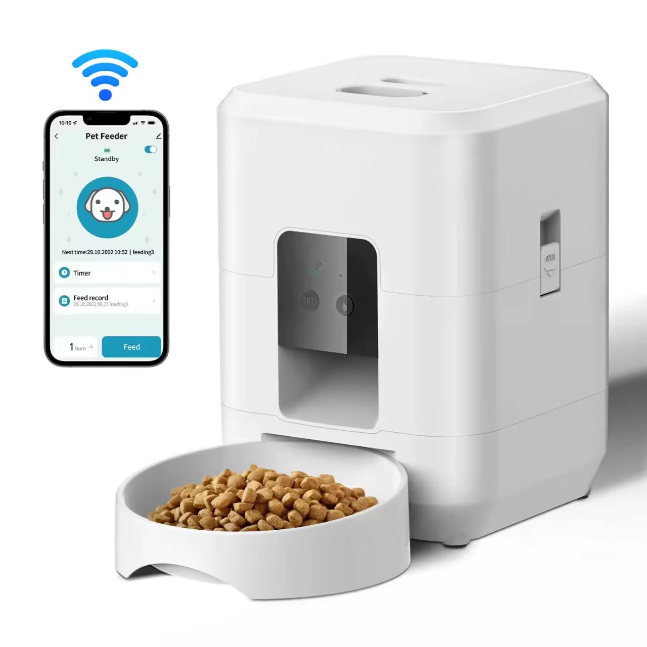 Smart Pet Feeder Automatic Cat Dog Food Dispenser, Timed Feeder with Programmable Portion Control, Slow Eat Bowl for Small Dogs