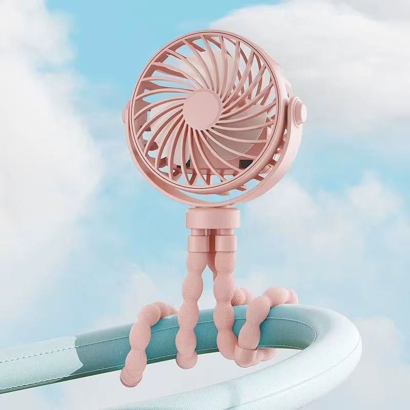 2025 NEW Mini Portable Fan, Battery-Powered Clip Fan, Rechargeable 360° Rotatable Flexible Handheld Desktop Fan