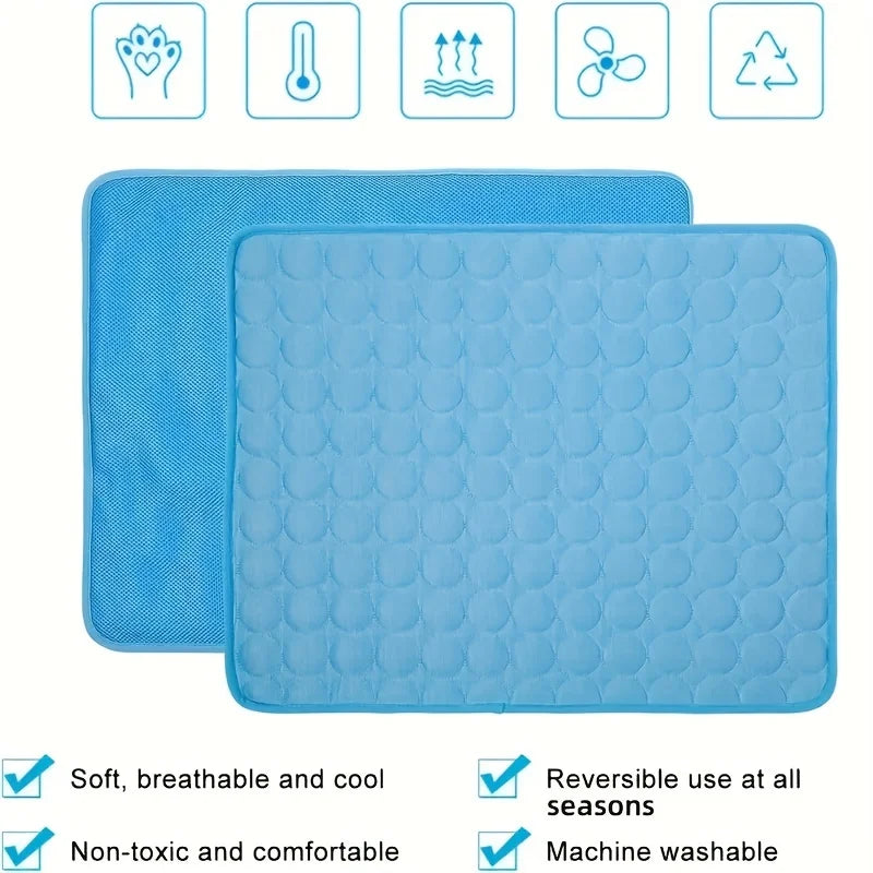 Summer Pet Ice Mat Cat Cooling Ice Mat Dog Pad Breathable Cat Cool Mat Portable & Washable Pet Cooling Blanket for Kennel/Sofa/B