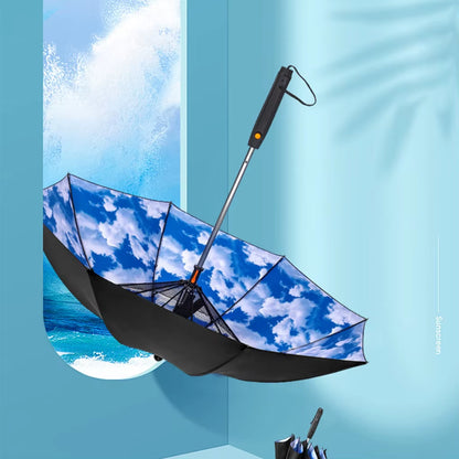 3 in 1 Umbrella with Fan and Mister Outdoor Portable Misting Umbrella with Fan Sun Protection Long Handle Umbrella Misting Fan