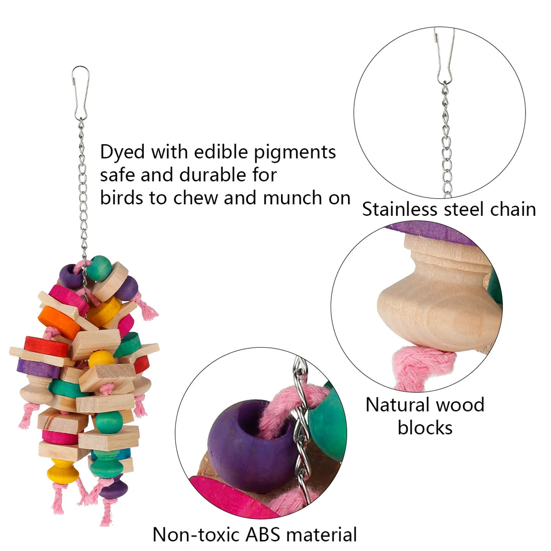 Parrot Chew Toys Bird Parrot Hanging Bite Wooden Blocks Cage Fun Toy for Chewing Climbing Biting 1Wooden Knots Chewing Toys