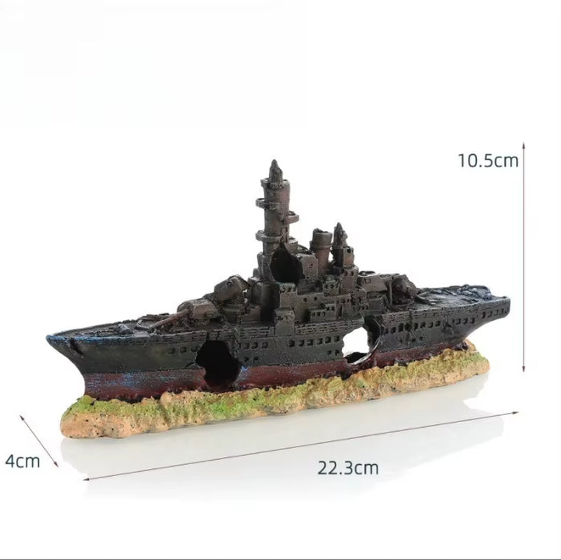 Pirate Ship Aquarium Ornament Resin Sunken Shipwreck Fish Tank Hideout Cave Betta Habitat Underwater Landscape Decoration