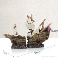 Pirate Ship Aquarium Ornament Resin Sunken Shipwreck Fish Tank Hideout Cave Betta Habitat Underwater Landscape Decoration