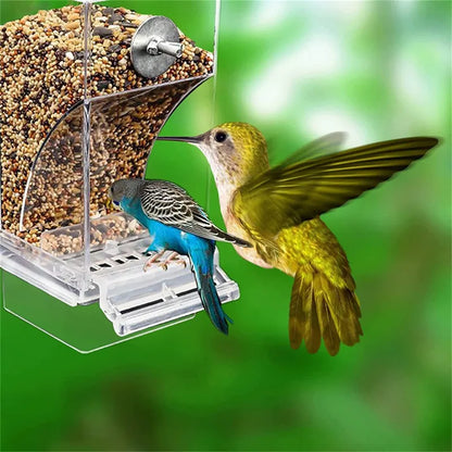 Acrylic No Mess Bird Feeders Automatic Parrot Feeder Drinker Food Container for Perch Budgerigar Parakeets Bird Cage Accessories