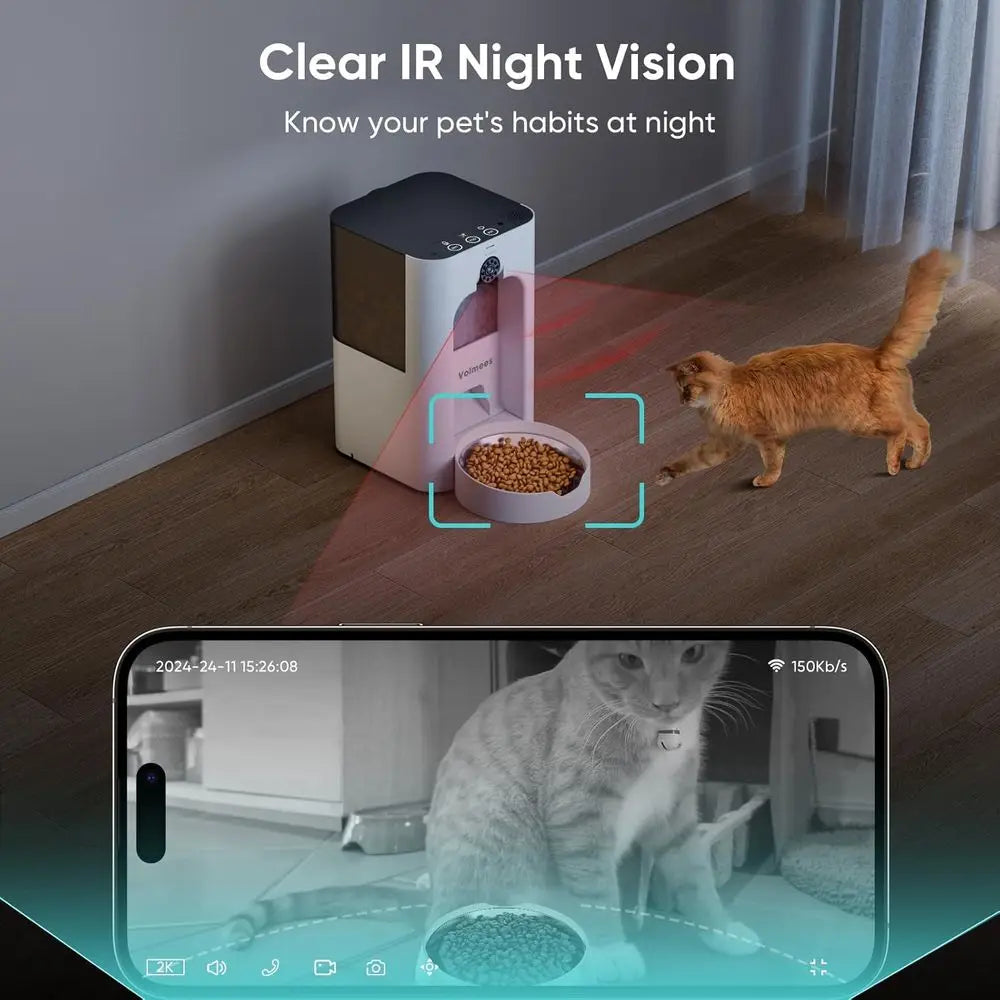 Smart Pet Feeder with HD Camera, Laser Play, Dual-Band Connectivity, Programmable Food Dispenser for Cats & Dogs, 4L Capacity, C