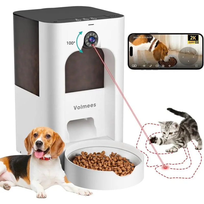 Smart Pet Feeder with HD Camera, Laser Play, Dual-Band Connectivity, Programmable Food Dispenser for Cats & Dogs, 4L Capacity, C