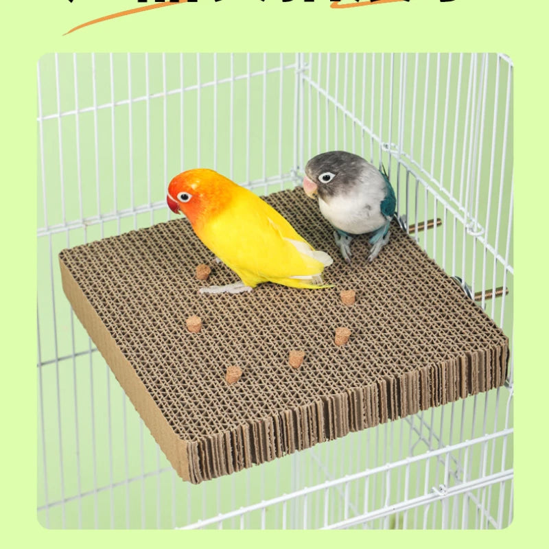 Bird Paper Parakeet Shredding Chewing Toys with Cork Parrot Perch Platform Conure Foraging Toys Small Birds Cage Accessory S/L