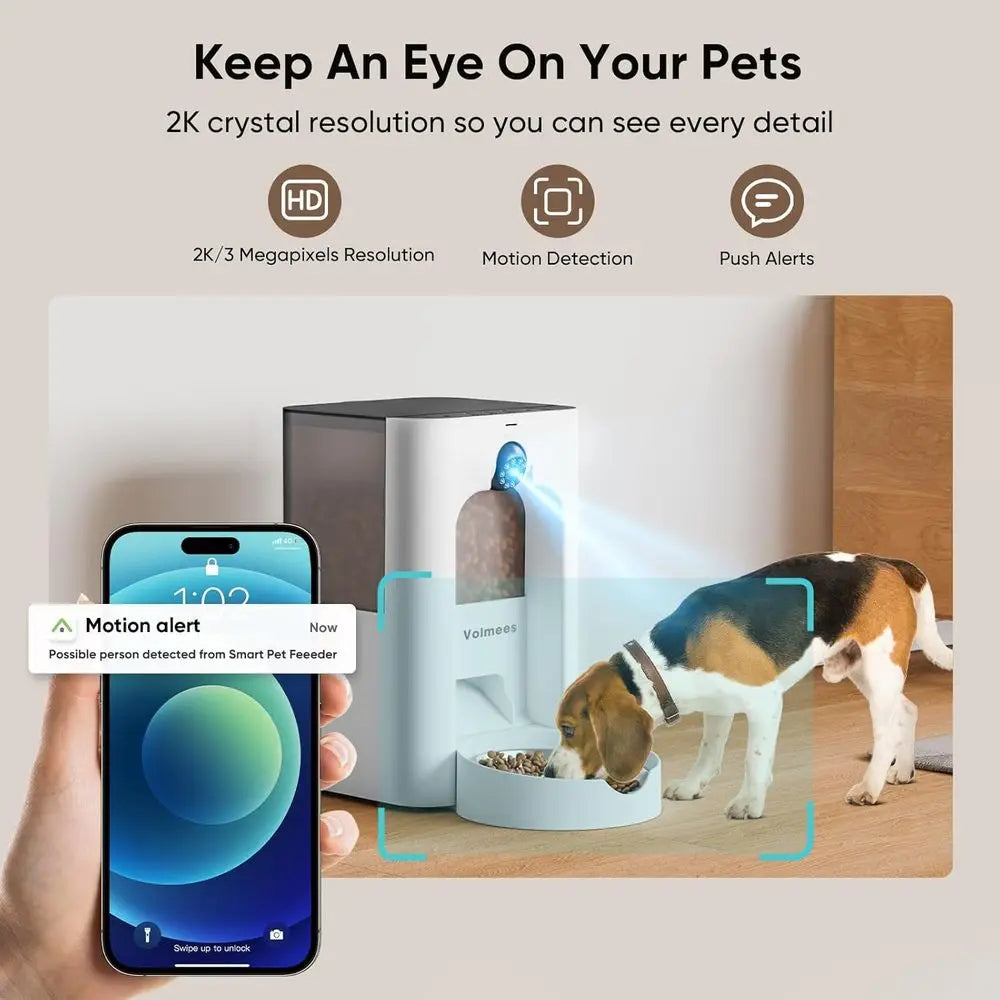 Smart Pet Feeder with HD Camera, Laser Play, Dual-Band Connectivity, Programmable Food Dispenser for Cats & Dogs, 4L Capacity, C