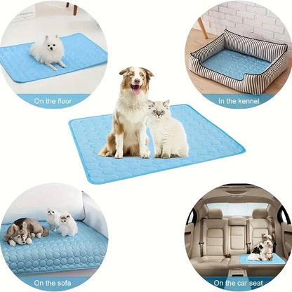 Summer Pet Ice Mat Cat Cooling Ice Mat Dog Pad Breathable Cat Cool Mat Portable & Washable Pet Cooling Blanket for Kennel/Sofa/B