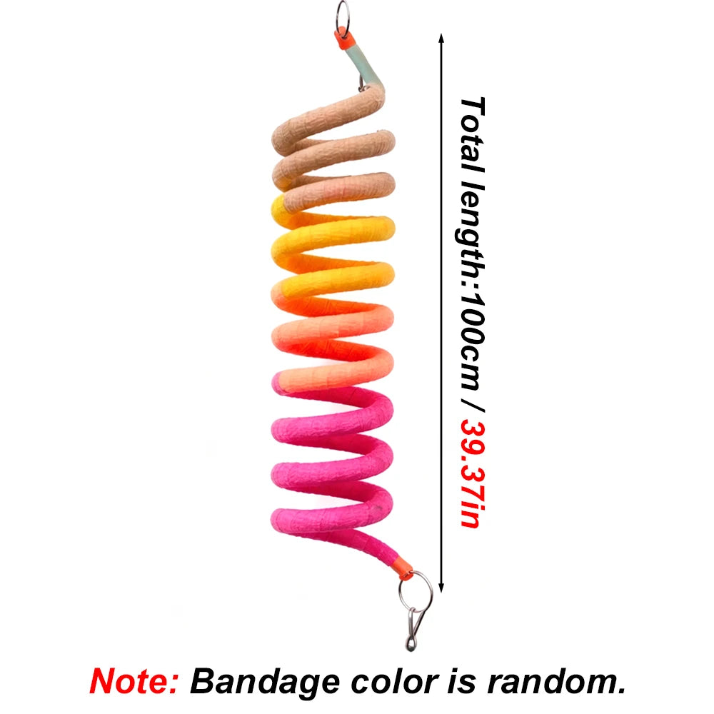 1PC Bird Spiral Rope Perch Parrot Bungee Toy Suction Cup Window Stand Cage Climbing Stick for Cockatiel Budgie Lovebird Supplies