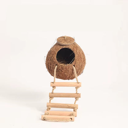 Hamster House Bite-Resistant Natural Small Pet Coconut Cages Guinea-Pig Hamster Hideout House Toy Wooden House Pet Supplies