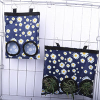 2/3 Holes Hanging Hay Bag with Hooks for Bunny Guinea Pigs Small Animal Feeder Rabbit Food Dispensers Bag Pet Feeding Bag