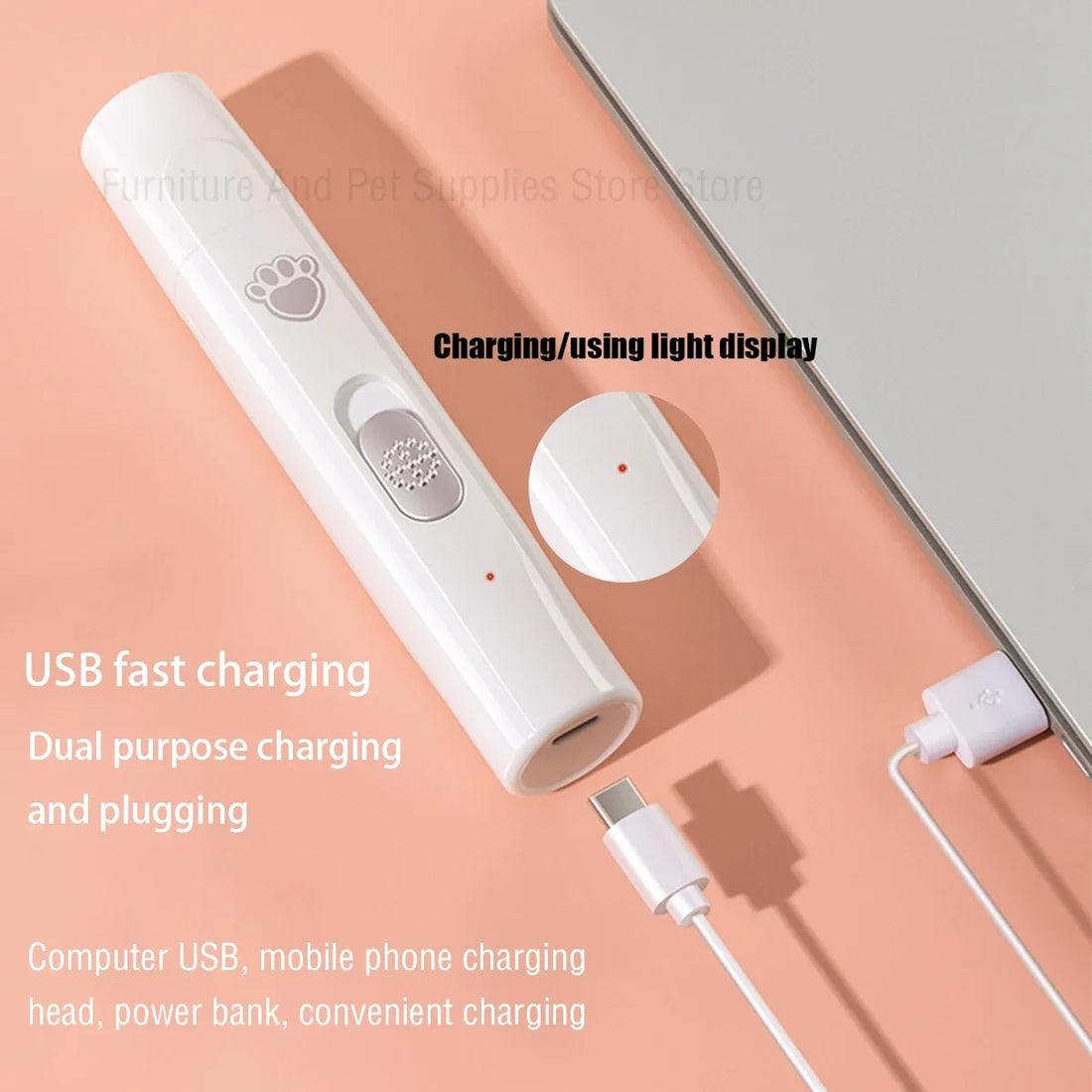 Electric Dog Nail Grinder Pet Nail Clipper USB Rechargeable Pet Nail Trimmers Painless with Polisher Wheel for Small/Large Pets