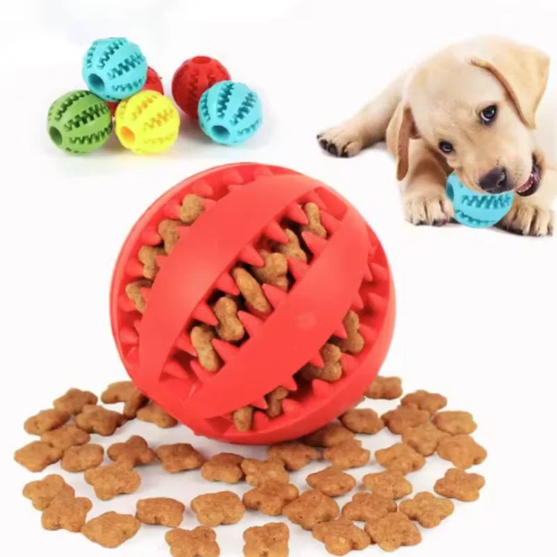 Interactive Dog Food Ball Rubber Chew Toy for Small to Large Dogs and Puppies - Pet Tooth Cleaning Chewing Toy