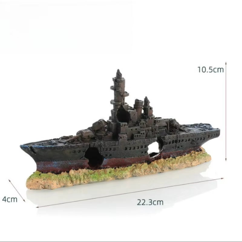 Pirate Ship Aquarium Ornament Resin Sunken Shipwreck Fish Tank Hideout Cave Betta Habitat Underwater Landscape Decoration