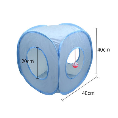 Cat Toys Gray 3-Way Foldable Pet Cat Tunnel Tube Toy Kitten Tunnel Toy with Peep Hole Pet Training Interactive Toy Tunnel Tube