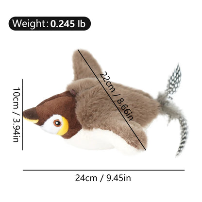 1PC Interactive Cat Toys Rechargeable Chirping Flapping Bird(No Flying) with Catnip for Indoor Cats Touch Activated Plush Toys
