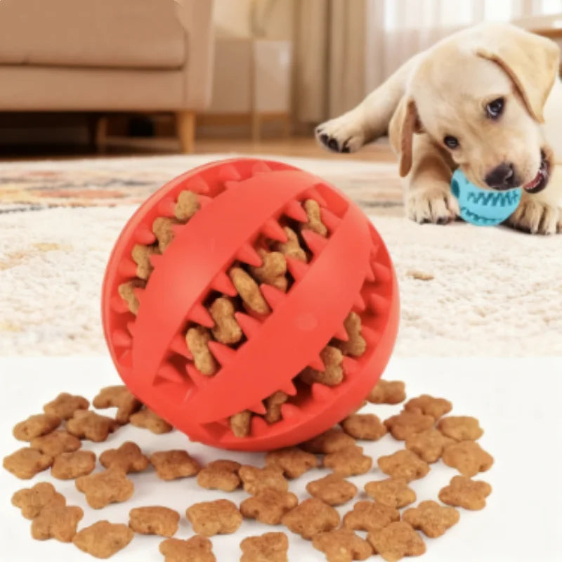 Interactive Dog Food Ball Rubber Chew Toy for Small to Large Dogs and Puppies - Pet Tooth Cleaning Chewing Toy