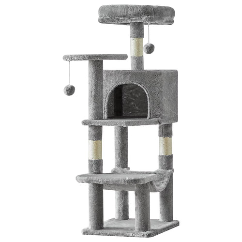 44In Cat Tree Tall Multi-Cat Climbing Tower for Pet Furniture Natural Sisal Scratching Posts Stable Pet House for Indoor Cat