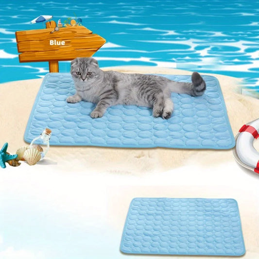 Summer Pet Ice Mat Cat Cooling Ice Mat Dog Pad Breathable Cat Cool Mat Portable & Washable Pet Cooling Blanket for Kennel/Sofa/B