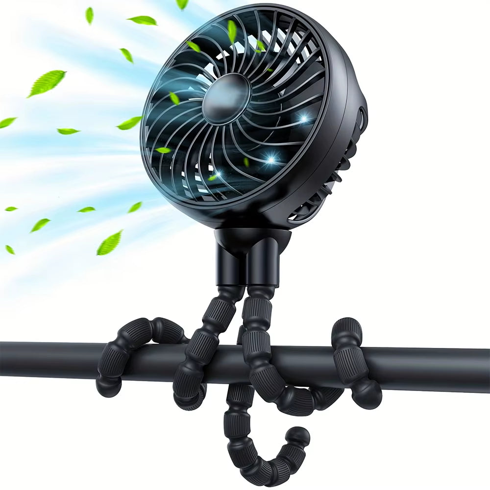 2025 NEW Mini Portable Fan, Battery-Powered Clip Fan, Rechargeable 360° Rotatable Flexible Handheld Desktop Fan