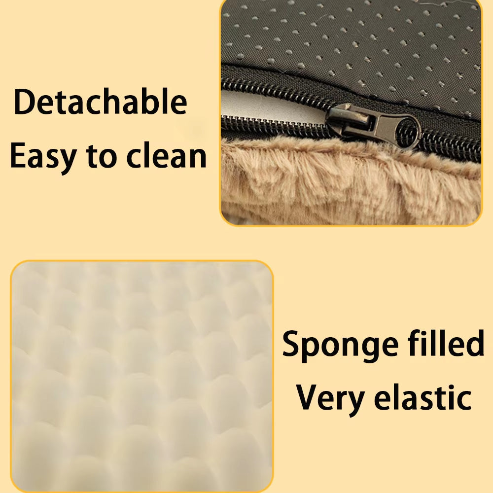3D Foam Pet Bed with Removable Washable Faux Fur Cover Orthopedic Waterproof Dog Bed for Crate Anti-Slip Bottom Dog Bed