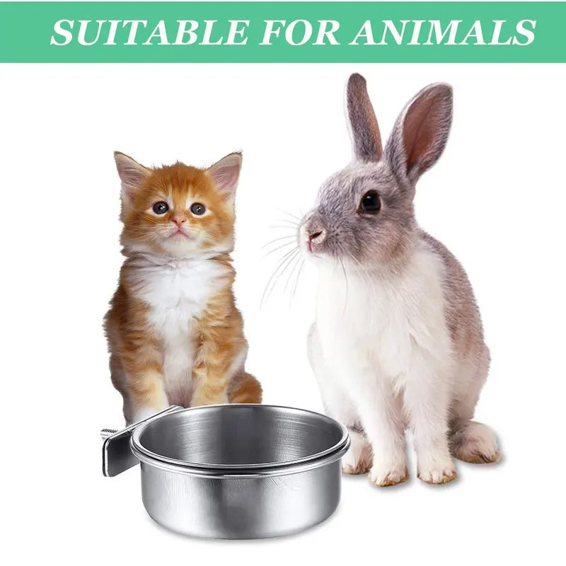 Small Pet Stainless Steel Bowl Parrot Food Bowl Water Bowl Food Cup Water Cup Food Trough Bird Food Cup Fixed Hanging Bowl