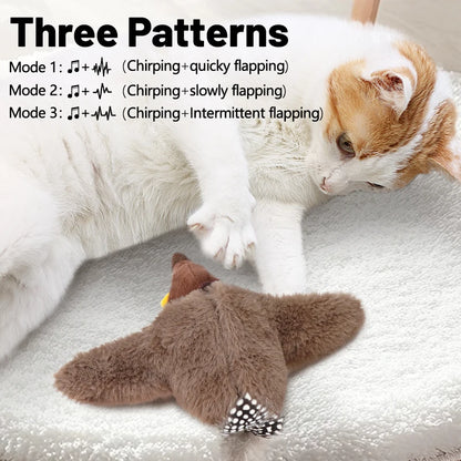 1PC Interactive Cat Toys Rechargeable Chirping Flapping Bird(No Flying) with Catnip for Indoor Cats Touch Activated Plush Toys