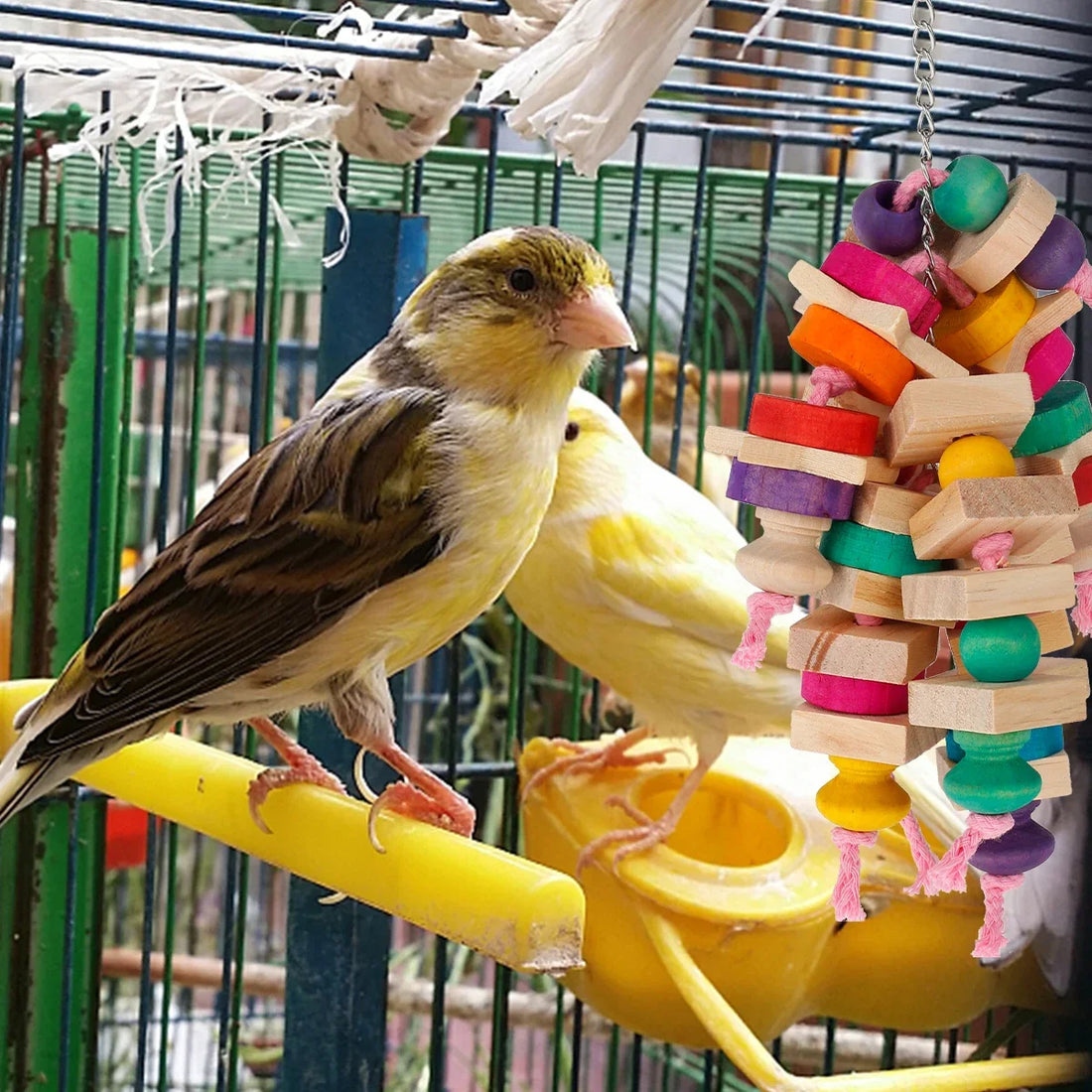 Parrot Chew Toys Bird Parrot Hanging Bite Wooden Blocks Cage Fun Toy for Chewing Climbing Biting 1Wooden Knots Chewing Toys