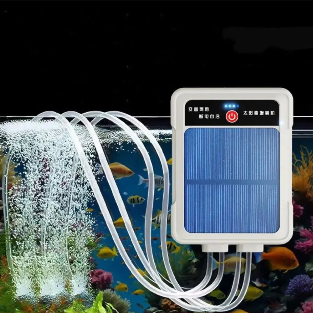 USB Rechargeable Solar Oxygen Pump Ultra Silent Water Proof Fishing Oxygen Pump Automatic 2-4L/Min Fish Tank Aerator